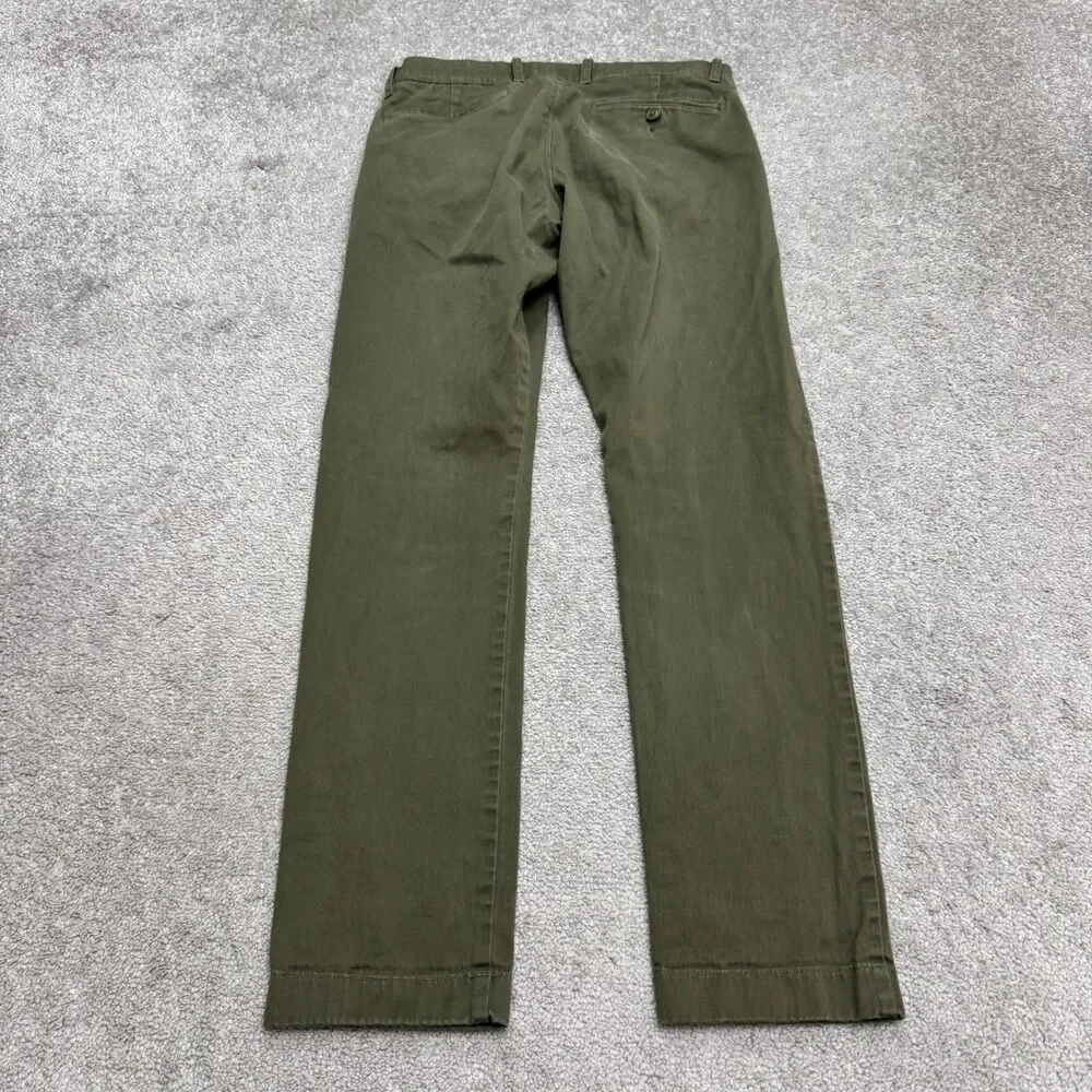J.Crew 484 Slim Fit Chino Pants Mens 28x30 Olive Green Tapered Flat Front Cotton